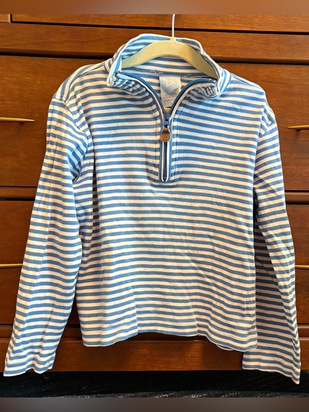 Boys Bella Bliss Blue Stripe Long Sleeve Quarter Zip sz 5